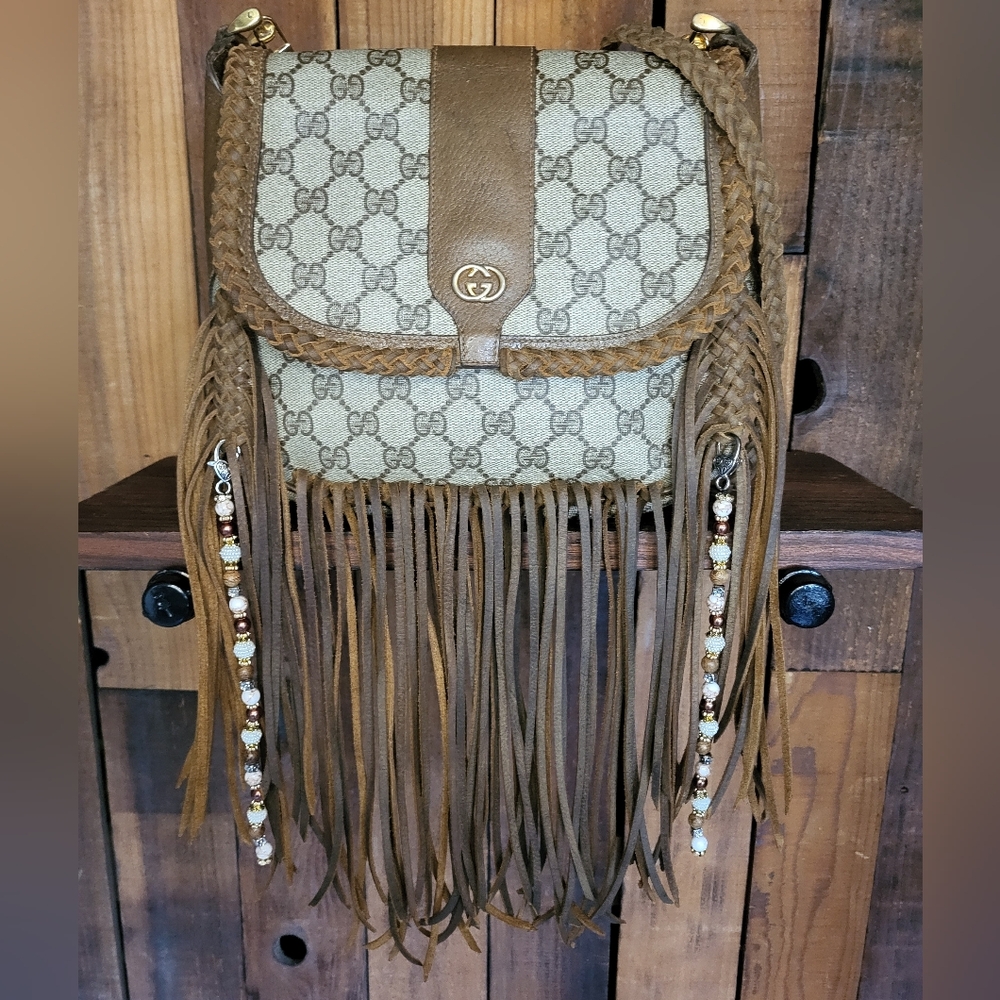 Gucci Fringe Crossbody Bag Vintage Boho Bag Style Western Bag Southwestern Bag - Picture 2 of 14